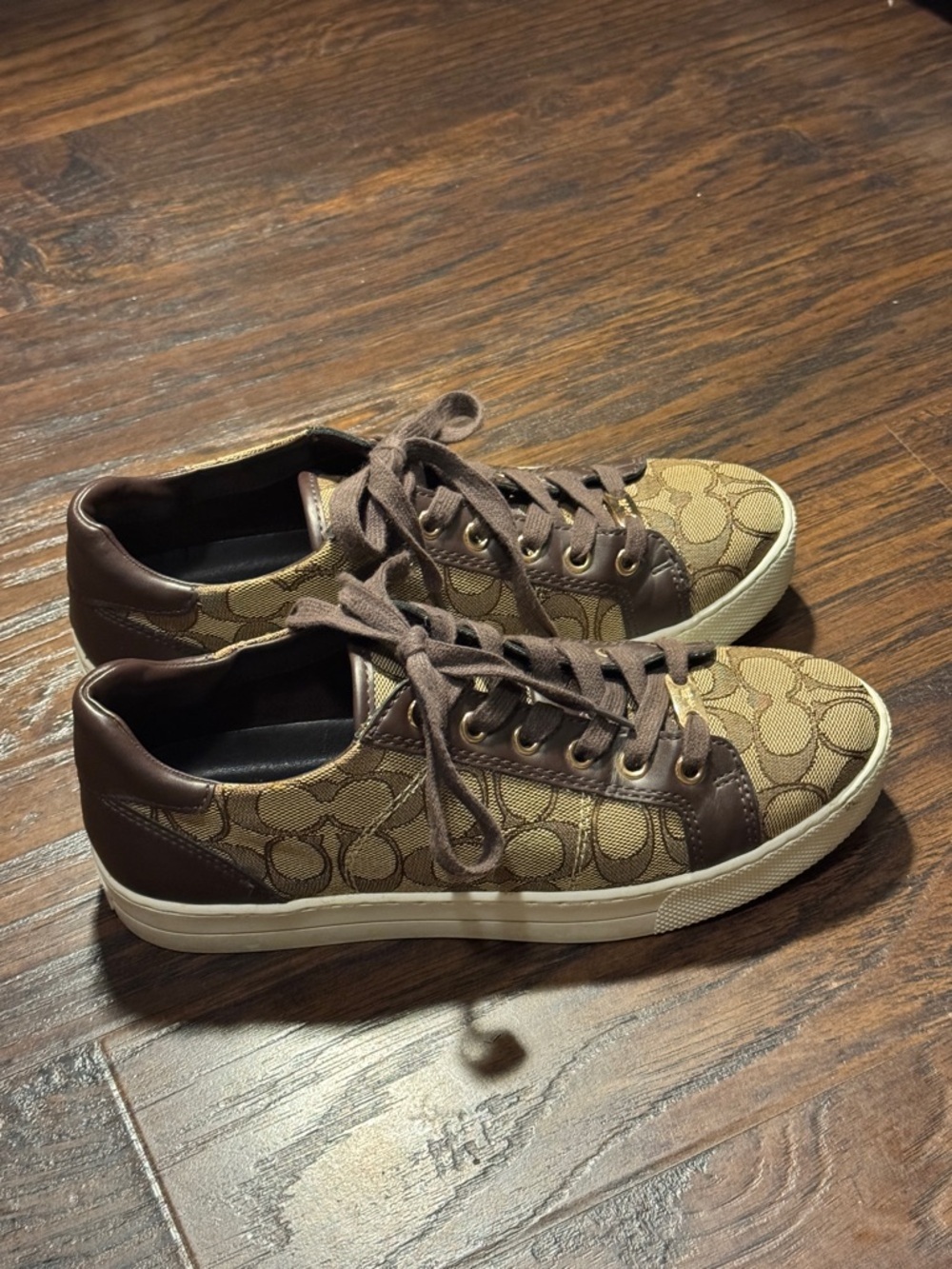 Coach Brown Signature Monogram Low-Top Sneakers, Sz 8.5 - Picture 6 of 14